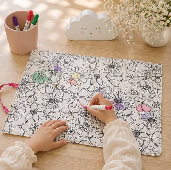 Set de table à colorier lavable – Le jardin des rêves – 2 faces différentes