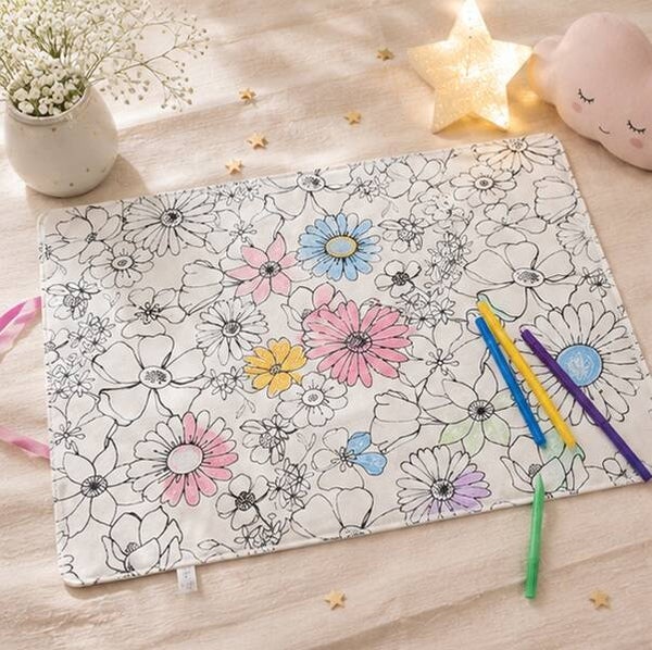 Set de table à colorier lavable – Jardin des Petites Fées – 2 faces différentes
