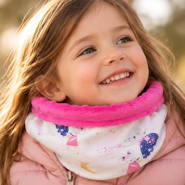 Tour de cou enfant fait main 3/6 ans – Rêve de petite danseuse – Snood bi-matières artisanal