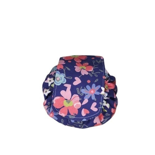 Trousse à maquillage façon pochon, Petit format, A glisser dans son sac, Modèle Grandes fleurs