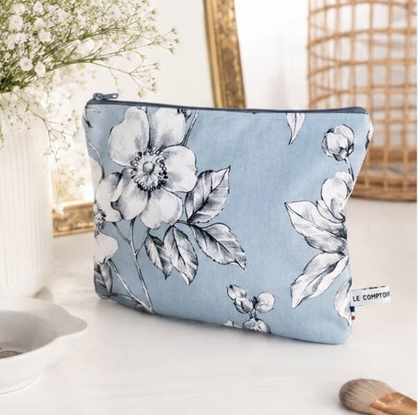 Trousse à maquillage plate – Modèle Jardin d'Antan – Création artisanale