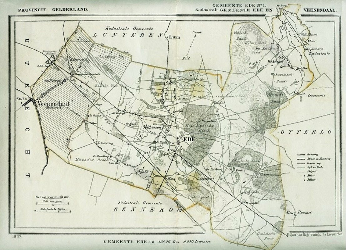 Ede in 1867 / Oude kaarten van Ede / Geschiedenis van Ede / Thema's