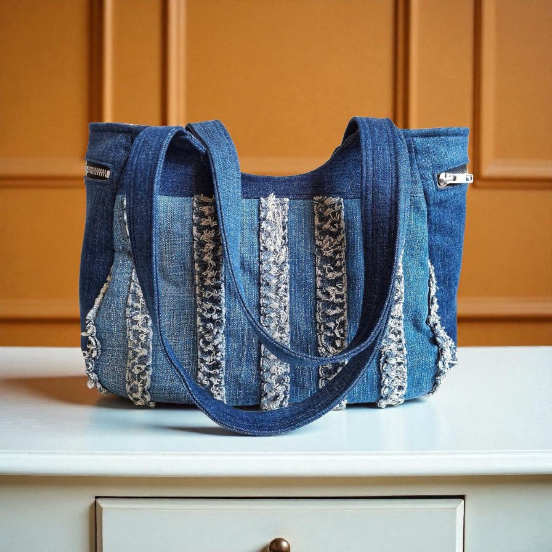 SCHOUDERTAS BLAUWE JEANS RAG #01