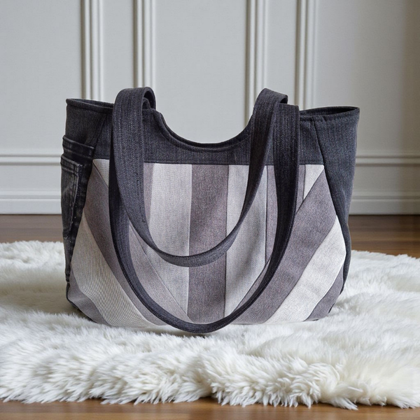 SCHOUDER TAS ZWARTE JEANS PATCHWORK #02