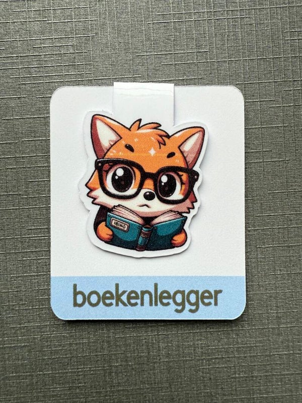 Vos met boek boekenlegger