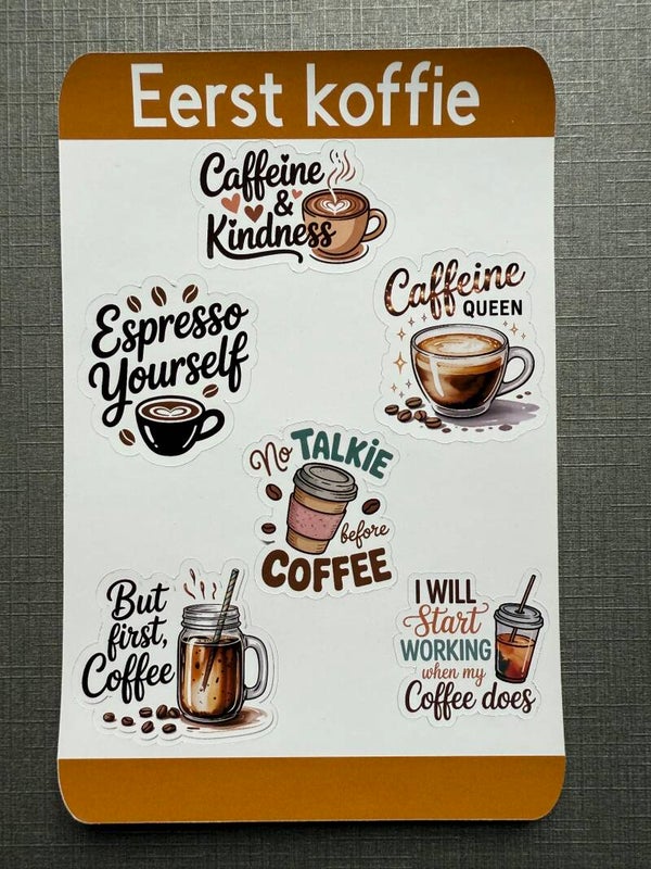 Stickervel: eerst koffie