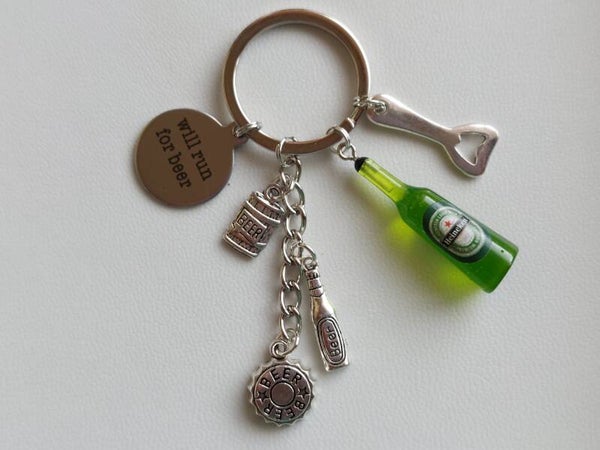 Bier sleutelhanger "Will run for beer"