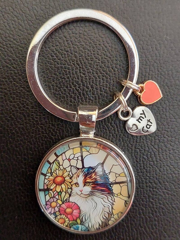 Sleutelhanger Kat mozaïek Geel