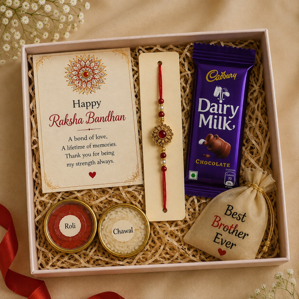 Simple Rakhi & Chocolate Gift Hamper for Brother