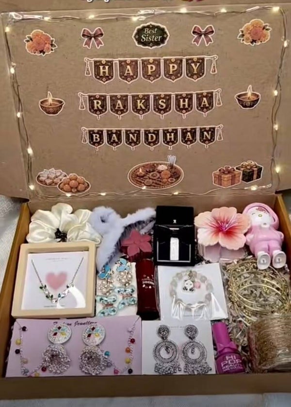 Premium Raksha Bandhan Gift Hamper for Sister – Jewellery & Self-Care Box