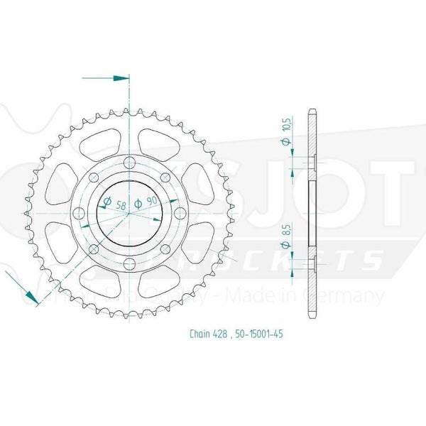 CORONA MOTO IN ACCIAIO 45 DENTI HONDA CB 125F GLR 2015/2020