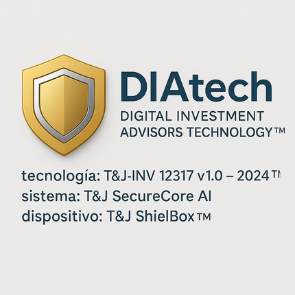 "Modern digital image of the DIAtech™ Official Blog homepage, showing the logo, T&J - INV 12317 v 1.0 - 2024™ technology, T&J SecureCore AI™ system, and T&J ShielBox™ device. Dark blue background and a professional, secure design."