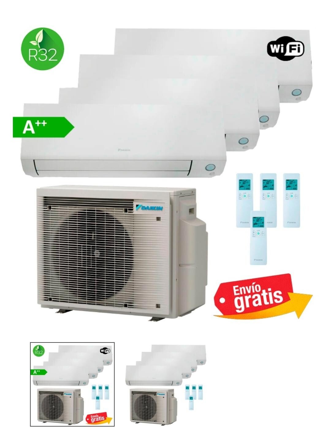 Sistema de aire acondicionado Daikin 4x1 Perfera (4MXM68A9 + FTXM20A + FTXM25A + FTXM25A + FTXM25A)