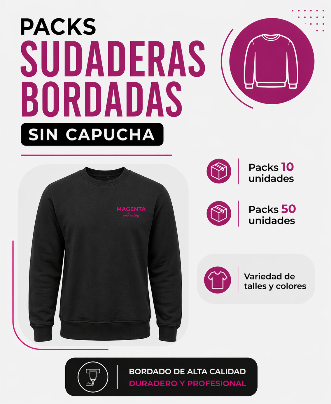 Packs Sudaderas sin capucha bordadas