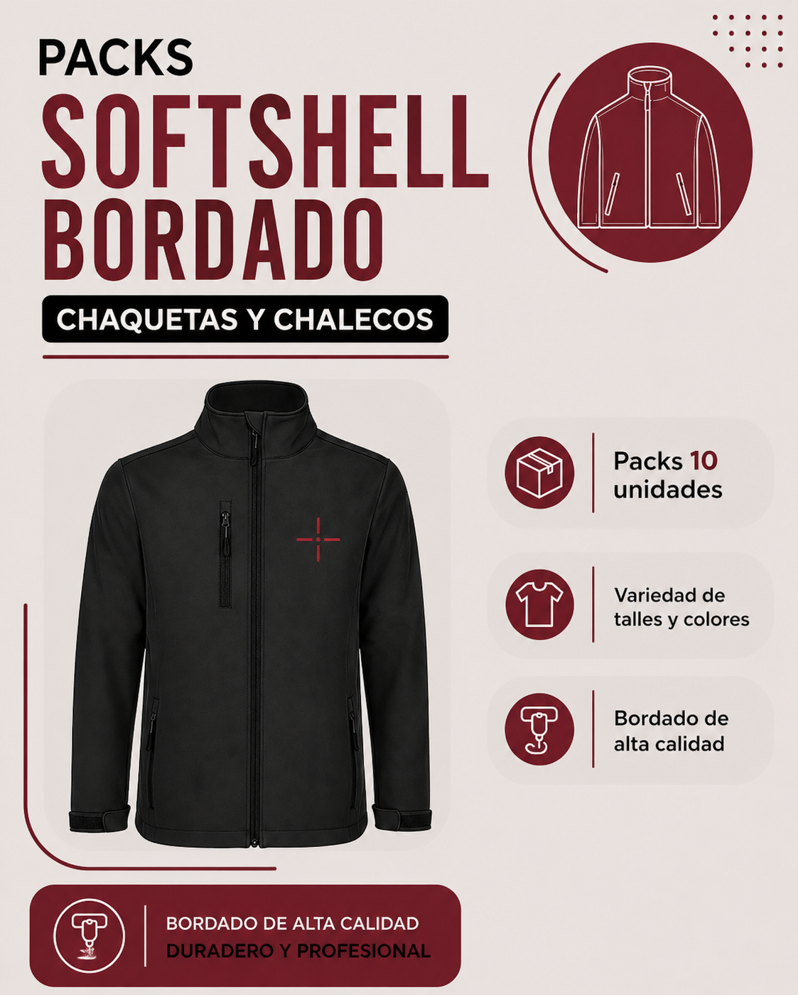 Packs 10 Softshell Bordado