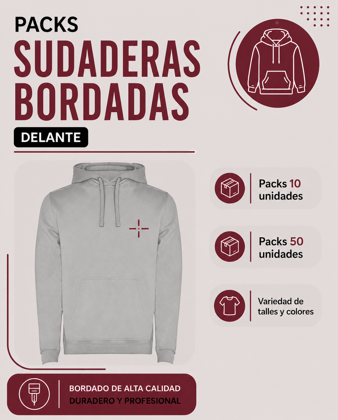Packs Sudaderas con capuchas bordadas
