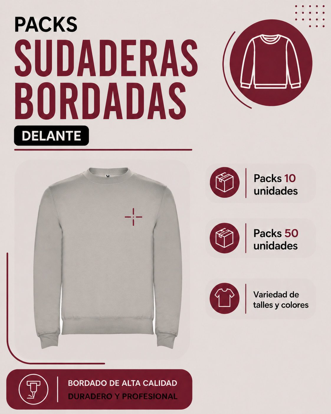Packs Sudaderas sin capucha bordadas