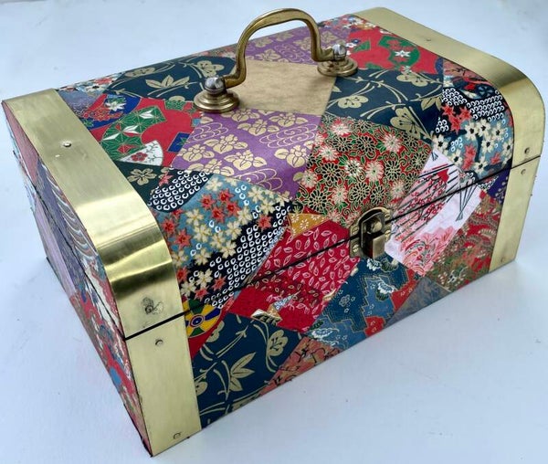 Domed Japanese Style Jewellery/Memento Box with Brass Binding. Totally Unique