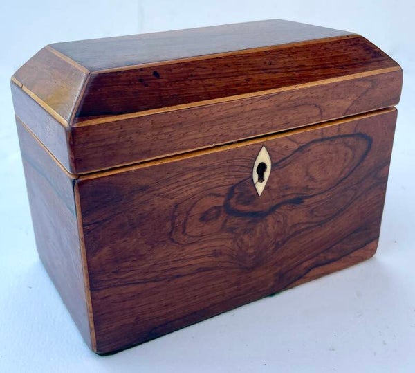 Restored Georgian Rosewood Tea Caddy Ideal for Small Jewellery Pieces, Cufflinks or Mementos. (Circa pre 1840)