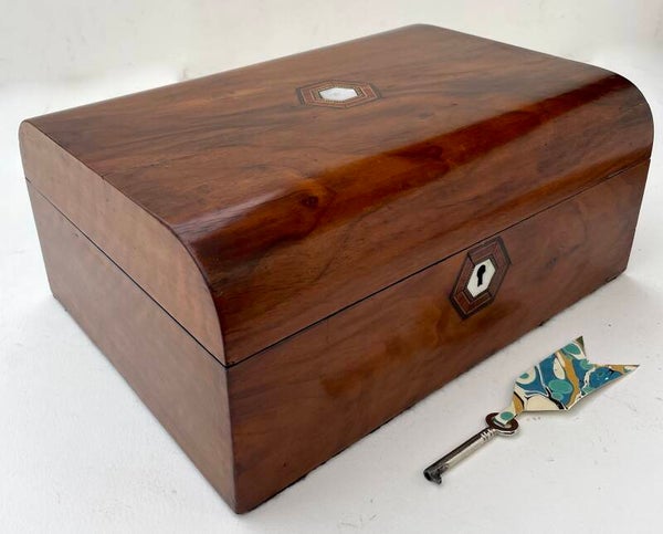 Lovely Domed Walnut Jewellery Box (Circa 1900-1910)