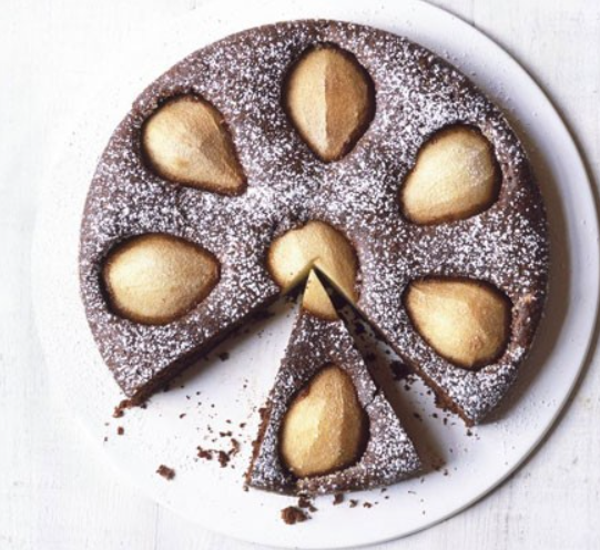 Chocoladetaart met peren