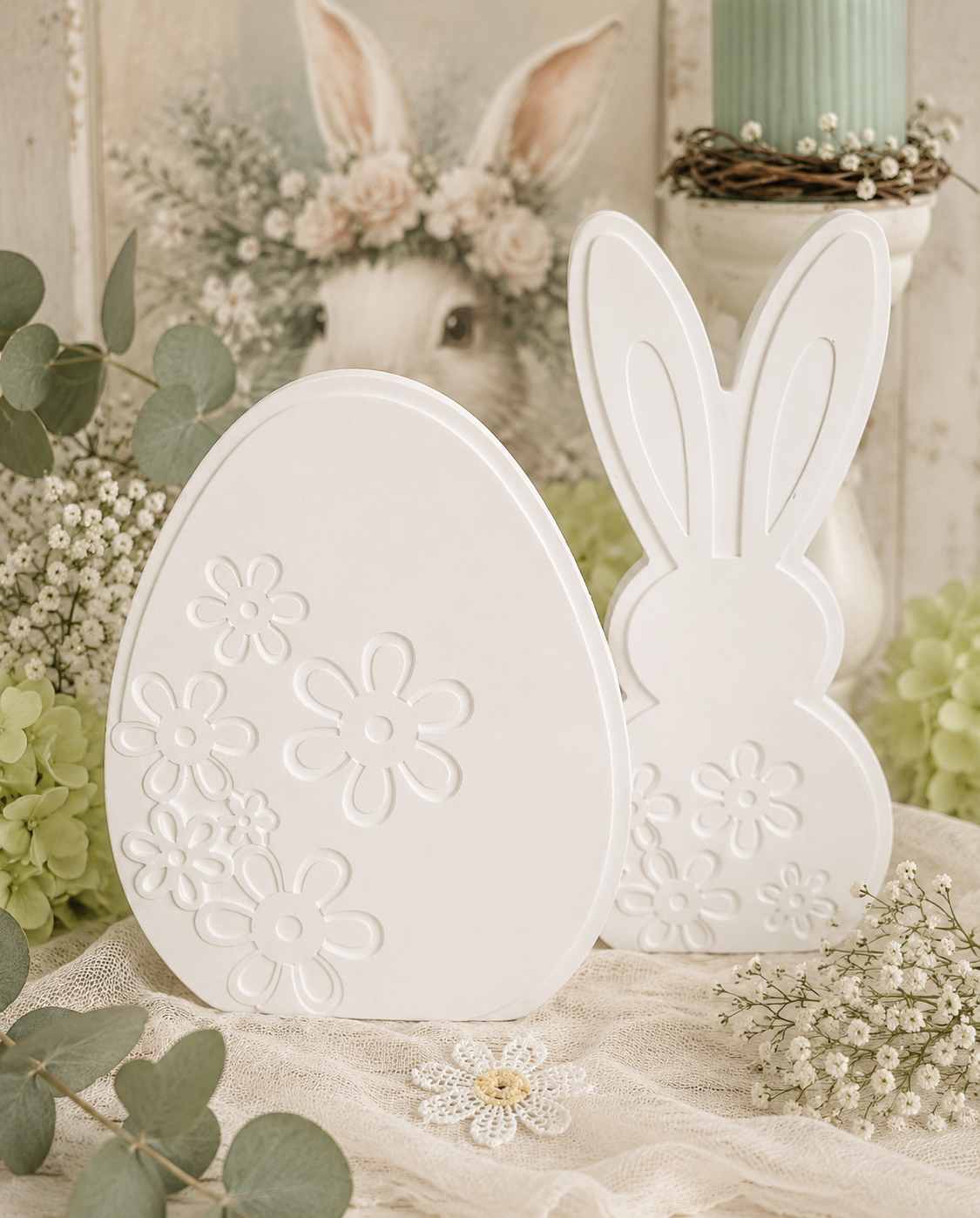 Florale Osterdekoration - Ei & Hase