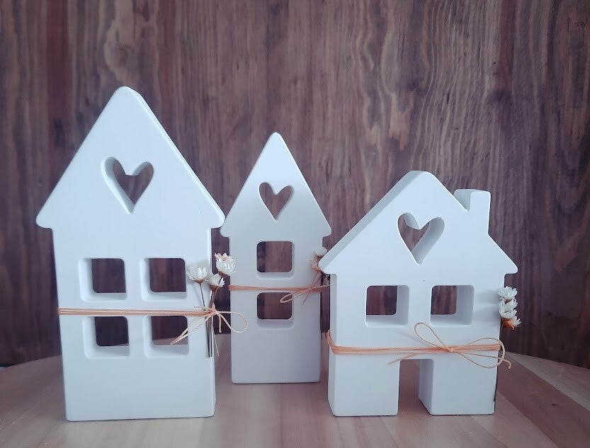 3er Set Häuser mit Herz