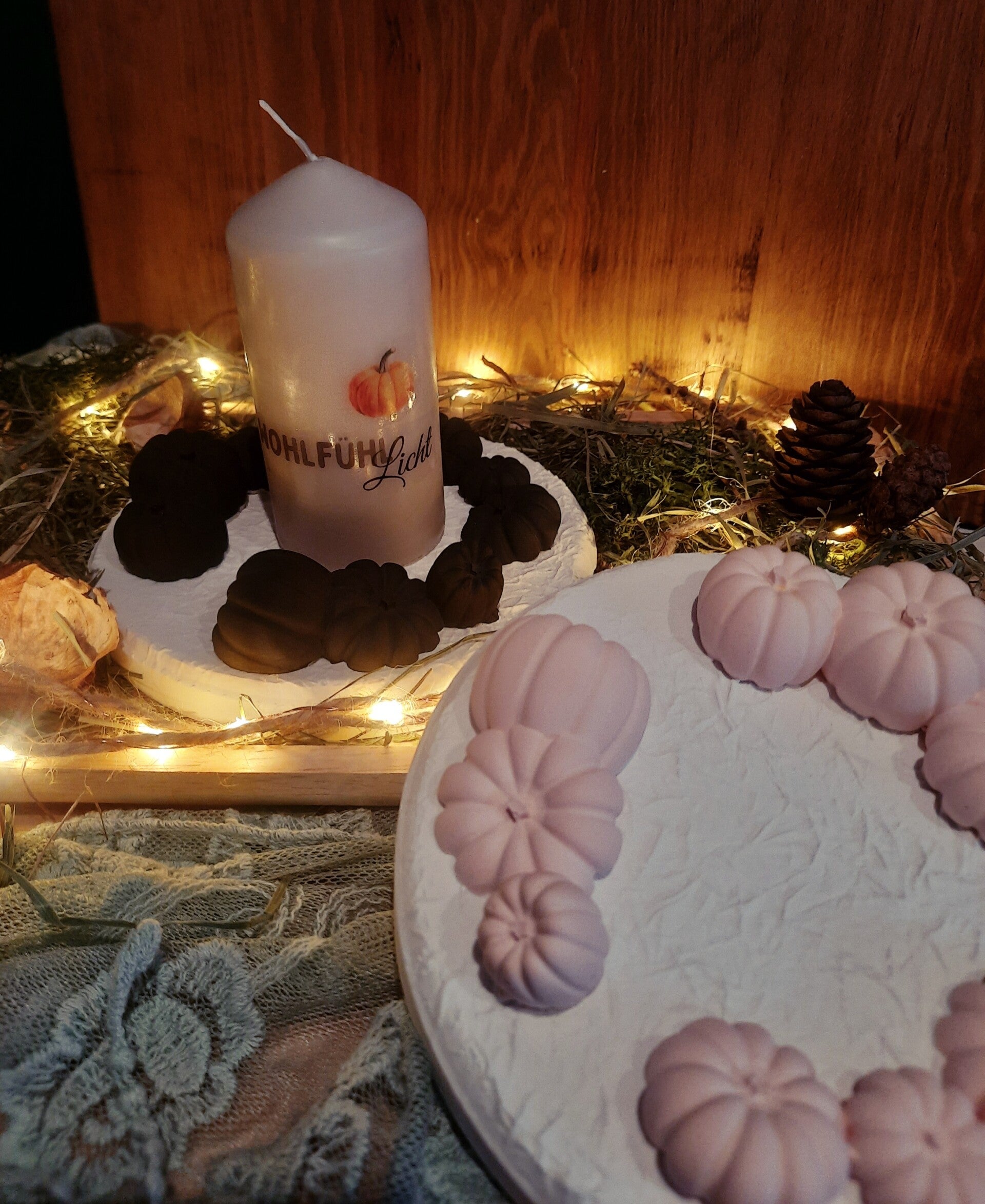 Dekoteller mit 3D Kürbissen