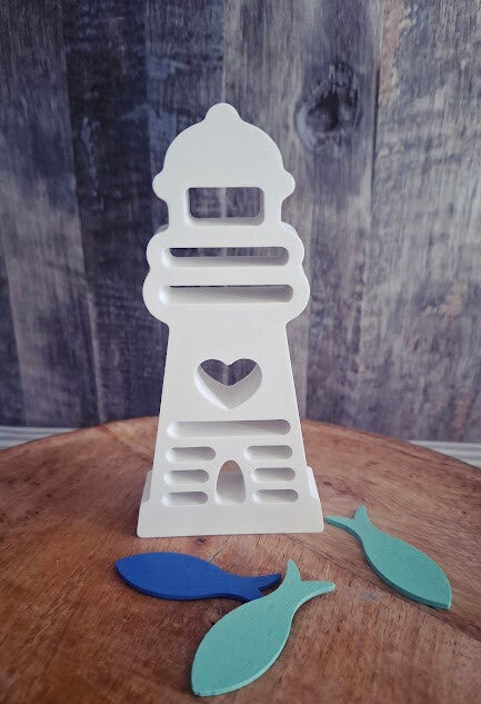 Kleiner Leuchtturm - Maritime Deko mit Herz