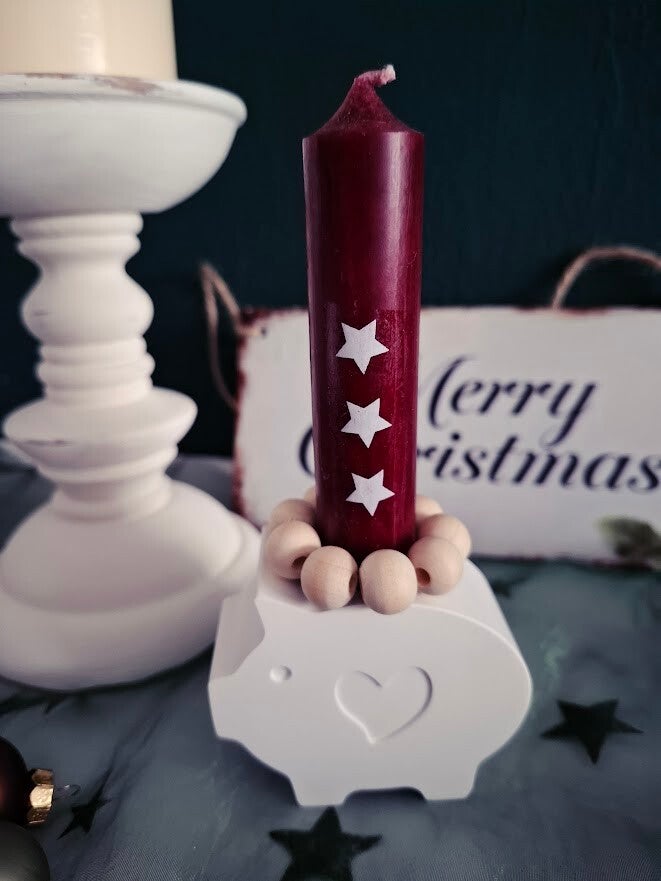 Kerzenhalter „Schweinchen mit Herz“