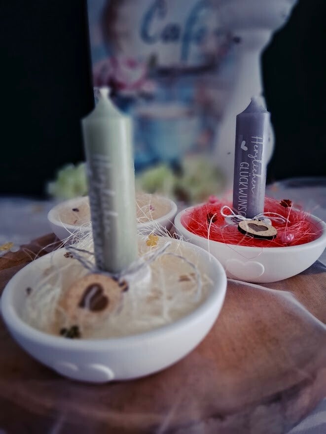 Kerzenhalter mit Schale & Herz