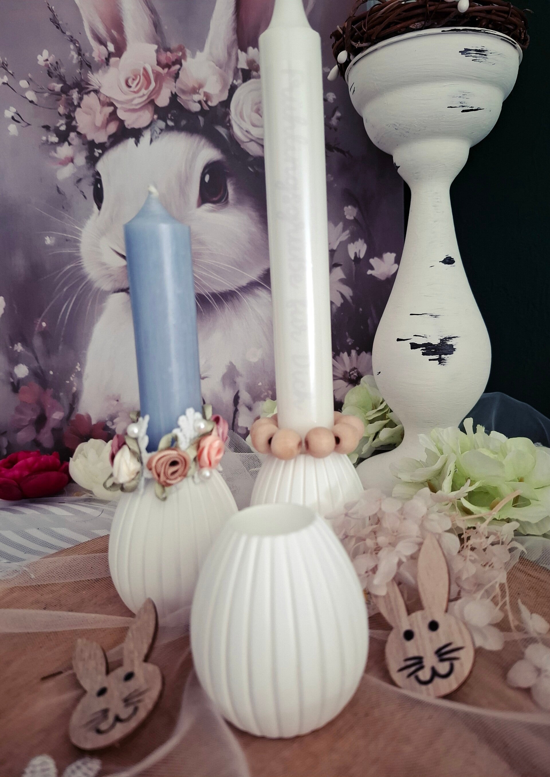 Kerzenhalter Ei-Form mit Rillen – 6 cm