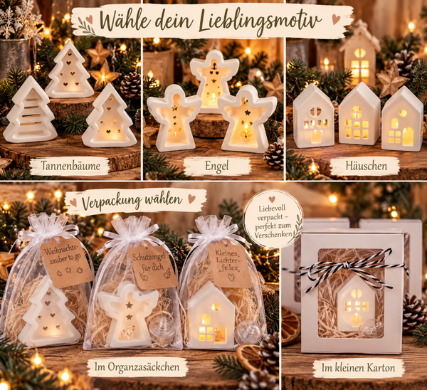 ✨ Kleine Weihnachtslichter - Tannenbaum, Engel oder Häuschen