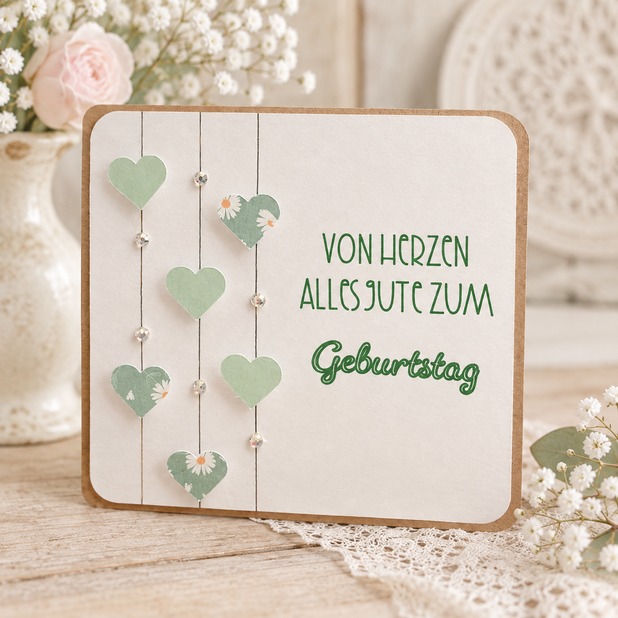 Geburtstagskarte Herz & Glitzer