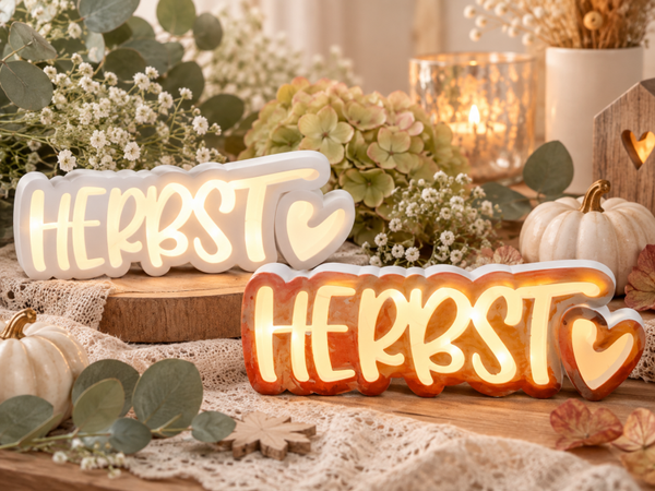 Herbst Schriftzug mit Lichterkette 🍂