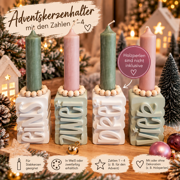 4-teilige Kerzenhalter Zahlen