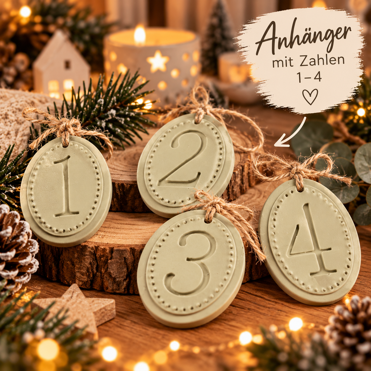 4-teilige Anhänger Zahlen