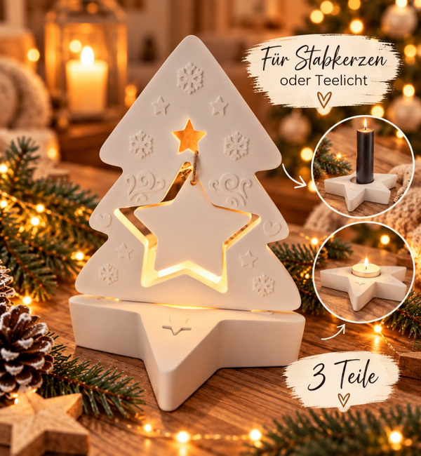 Kerzenhalter Stern mit Tannenbaum