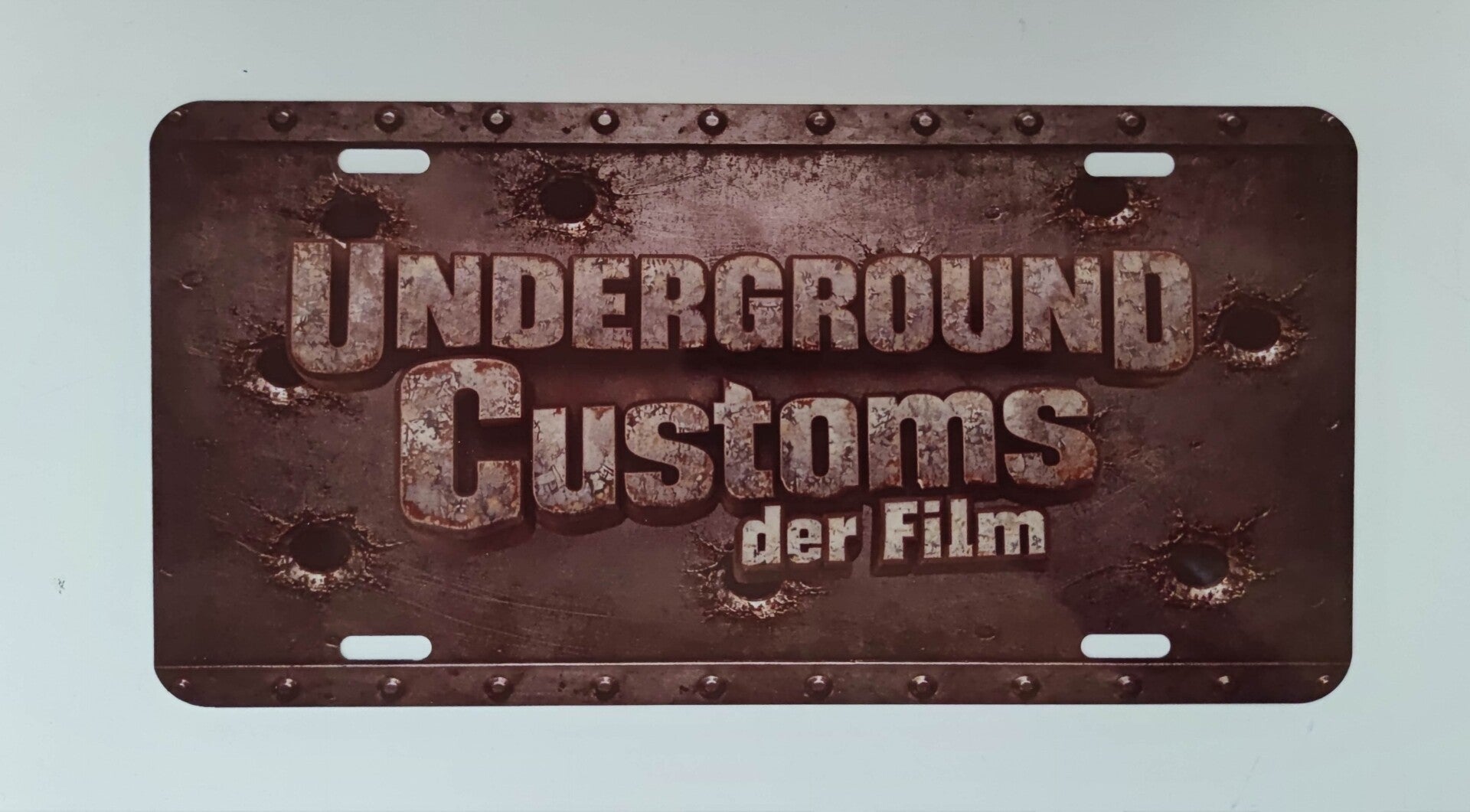Alu Schild "Underground Customs Einschusslöcher"