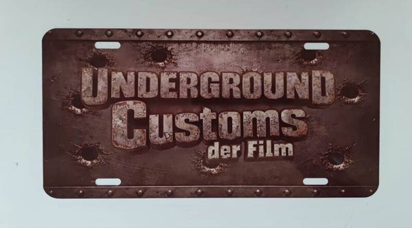 Alu Schild "Underground Customs Einschusslöcher"