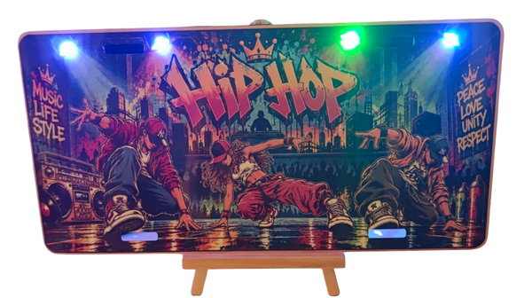 LED Schild " Hip Hop on stage" im US Kennzeichen Stil