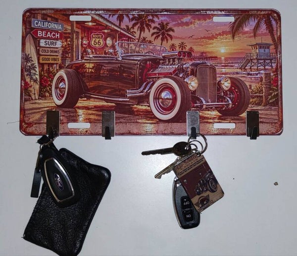 Schlüssel Board " Beach- Hot Rod" im US Kennzeichen Stil