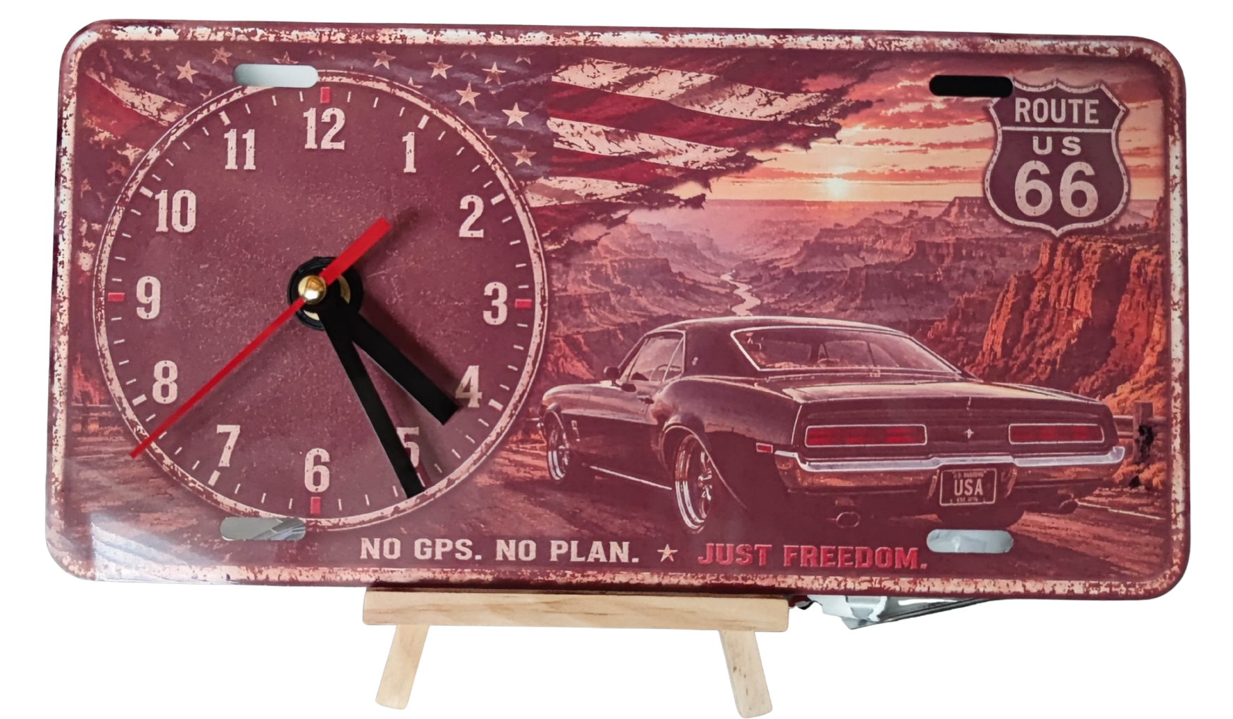 Uhr - US Car Oldtimer im US Kennzeichen Stil