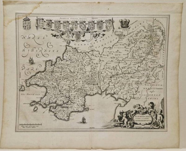 Penbrochia comitatus et Comitatus Caermaridunum. Blaeu 1645.