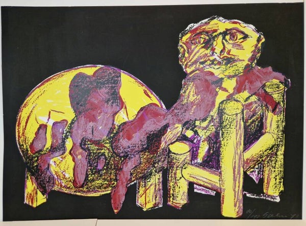 Figuur aan tafel.  Han Sierhuis 1973.
