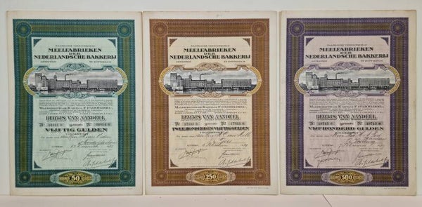 Aandelen meelfabrieken der Nederlandsche bakkerij. 1938-1939.