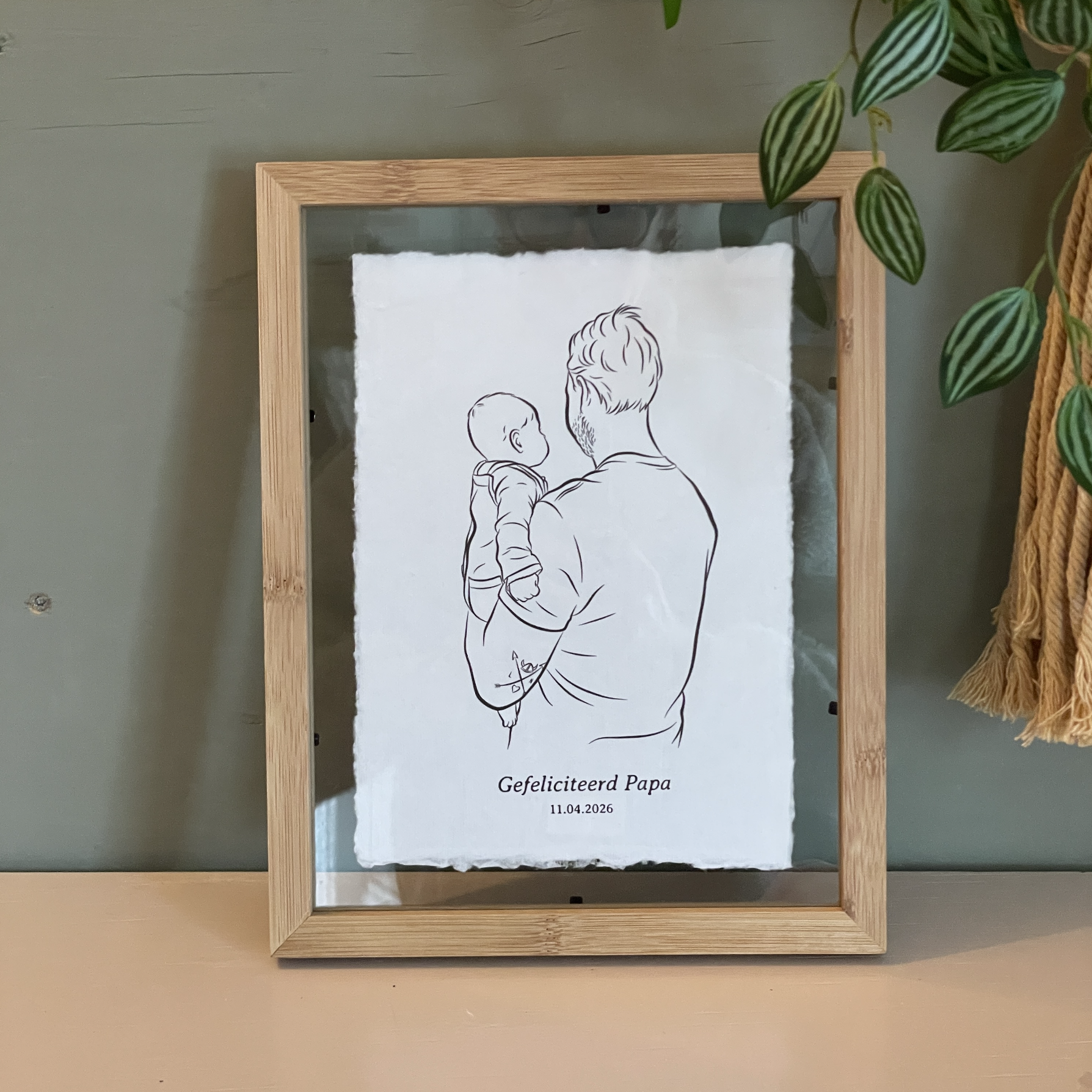 Portret lijntekening | handgeschept papier