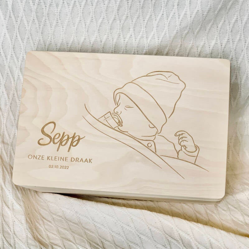 Herinneringen bewaarkist hout met naam