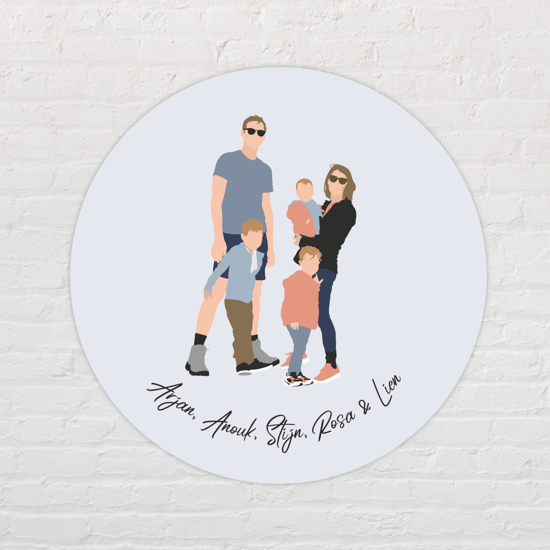 Naambord rond met illustratie