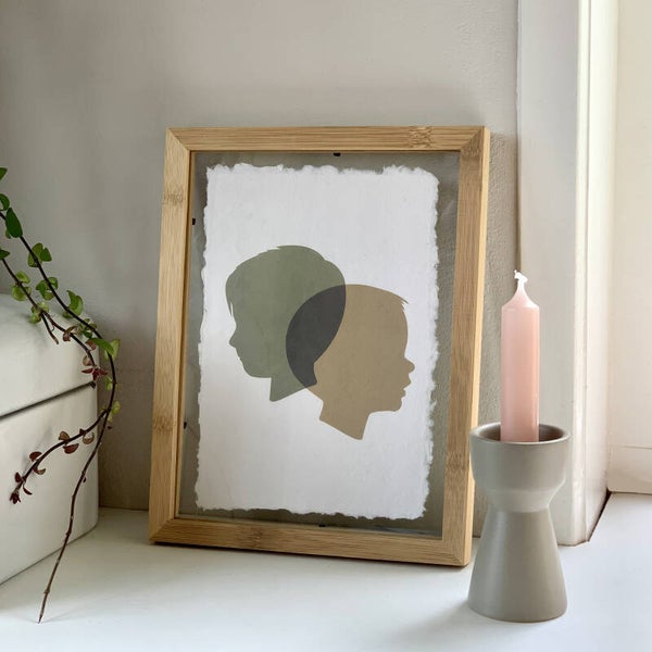 Silhouet portret | geschept papier + lijst